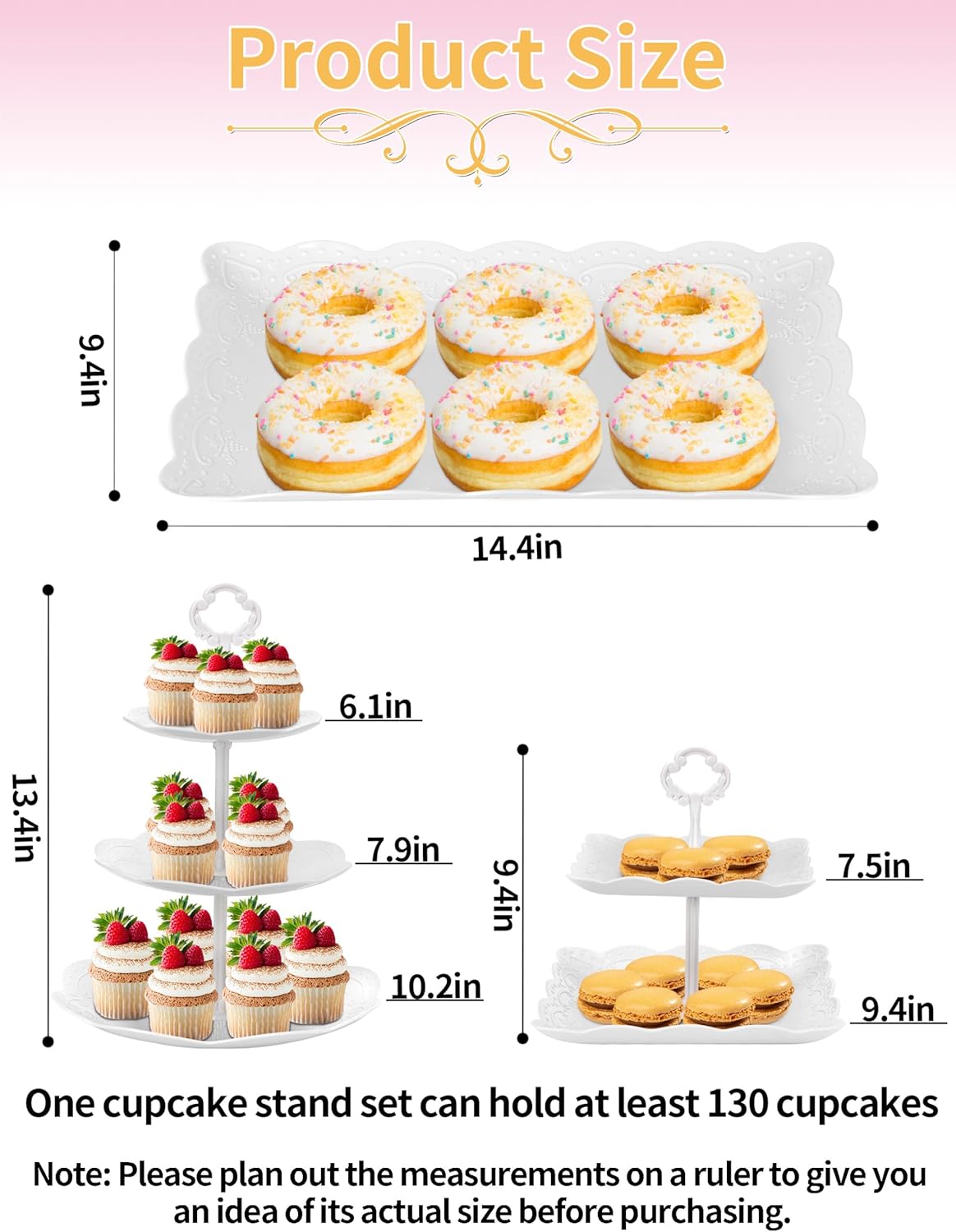 9Pcs Cupcake Stand White Plastic Cake Stand Dessert Table Stands Set 3Tier 2Tiered Cupcake Tower Stand Treat Display Holder Cookie Candy Serving Tray Dessert Trays for Wedding Baby Shower Tea Party